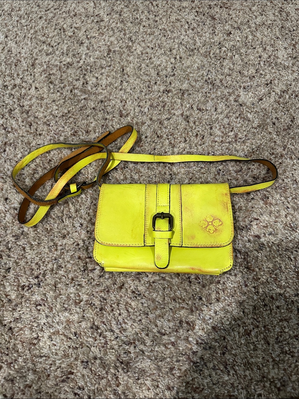 Patricia Nash Yellow Leather Buckle Crossbody